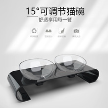 寵物用品新款寵物碗貓碗斜口雙碗15度可調節貓碗貓狗糧碗廠家直銷