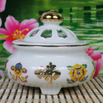 宗教用品 陶瓷香炉 八吉祥供炉 佛香 盘香炉 熏香炉