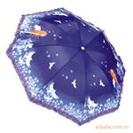 【韩版浪漫 需订做】莲花牌时尚四折中棒钢骨涤纶转印花边/浪漫