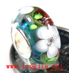 周富贵*千花琉璃饰品*镀银通管潘多拉大孔琉璃珠pandora jg915
