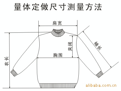 毛衣 淘宝,天猫商家合作工厂- v领条纹男士羊绒衫   测量方法