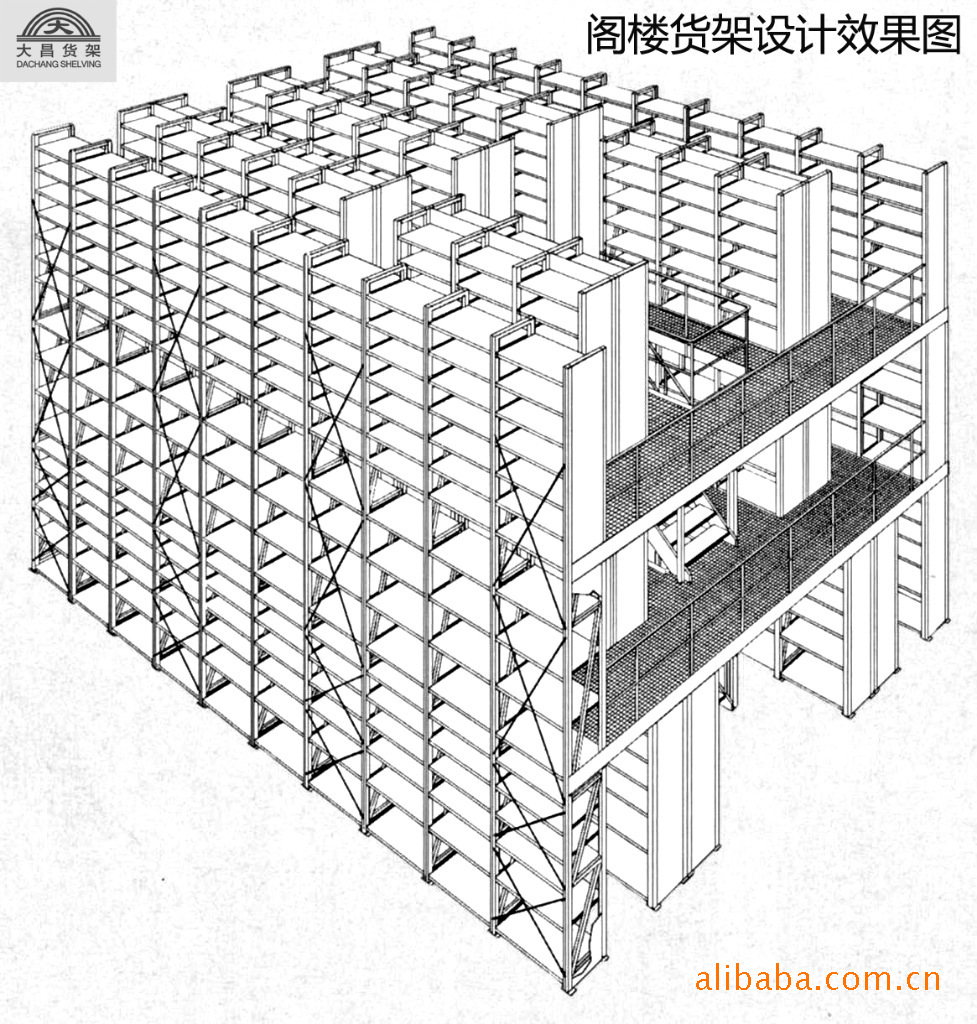 货架 阁楼平台 阁楼式货架 大昌货架 广东货架 超市货架