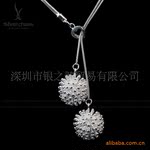 NA701 双樱花球项链 银项链 银饰品 批发 供应
