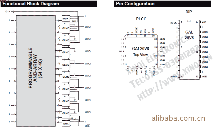 gal20v8b-25lj gal 通用型pld 可编程逻辑器件 plcc封装