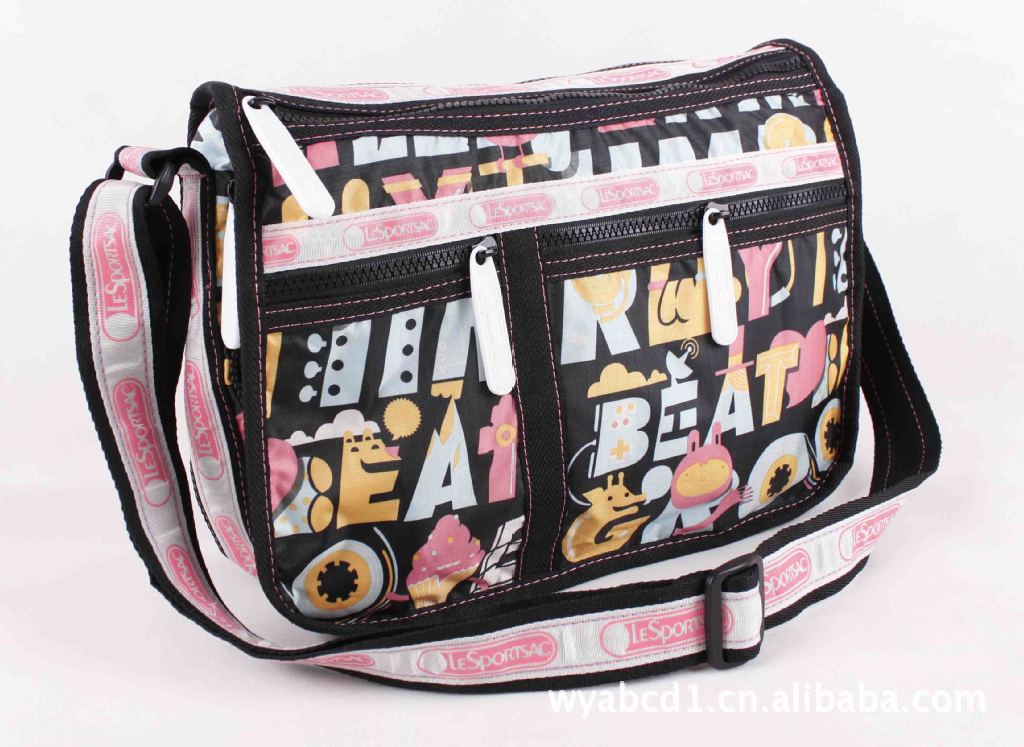 力士保 Lesportsac 熱賣單肩斜挎兩用包 7507大號黑色字母工廠,批發,進口,代購