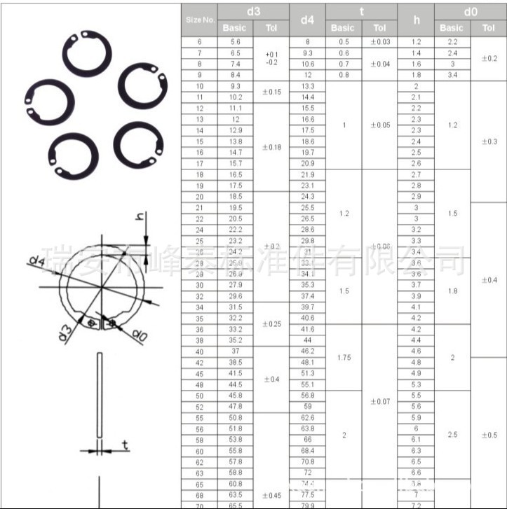 【厂家直销】反向轴用挡圈【定做,加工】日标材料65mn