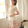特价 2011夏装新款 淑女钩花蕾丝配碎花裙假两件连衣裙 2-8022