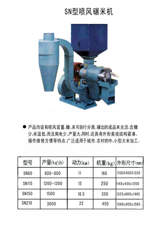 sn80-210喷风碾米机