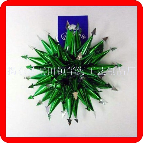 Spiky bow 塑料禮品花 綠色手工花 聖誕禮品工廠,批發,進口,代購