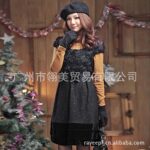 纤莉秀Q2163大码女装2011冬新款精美玫瑰花蕾丝淑女针织连衣裙