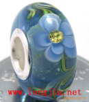 周富贵*千花琉璃饰品*镀银通管潘多拉大孔琉璃珠pandora jg1186