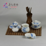 卓越陶瓷 恒越8头手绘兰山水普洱小碗杯茶具礼品可印LOGO