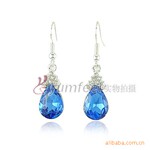 E1067 韩国小商品 韩版元素水晶耳环 水滴水晶耳坠 精品店货源
