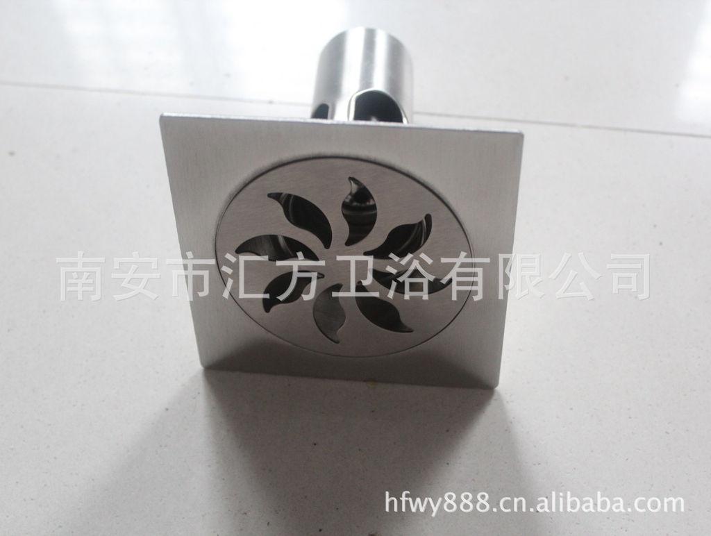 汇方卫浴不锈钢拉丝风车高水封地漏