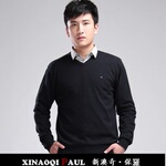 福建自主厂家批发薄款净色V领男式商务针织衫/毛衣/线衣