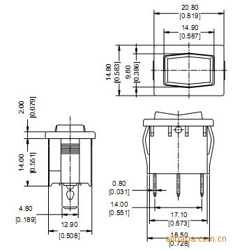 R19A（RA）船型开关尺寸