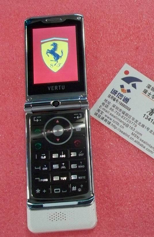 中林手机】2011年最新款摩托罗拉超薄金属翻盖威图vertu手机法拉利f16