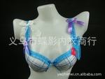 批发供应606#外贸出口少女文胸 方格子印花大蝴蝶节 蕾丝边内衣