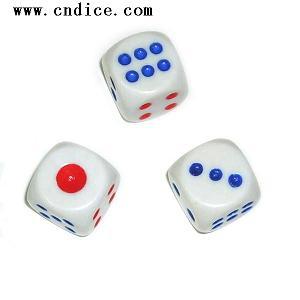 14mm麻将骰子,麻将色子,1,4红点,其他蓝点(兰点)骰子,圆角骰子,色子