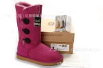 正品2010 澳洲代购 UGG1873三排扣羊皮毛一体雪地玫瑰红靴女靴