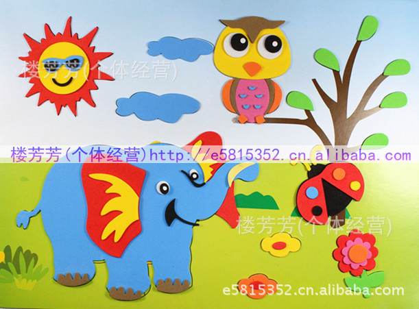 楼剪贴画-画3D手工创意粘贴画图片,新品爆款新ZH系列20款 EVA贴画贴画