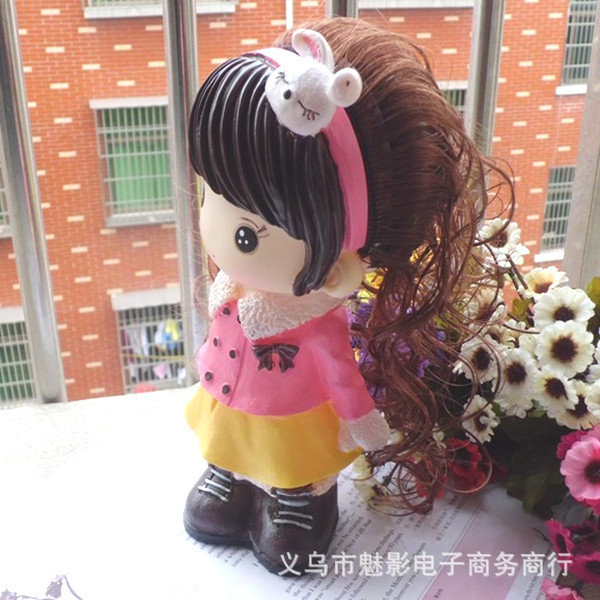 超可爱甜美披肩发女孩储蓄罐 卡通存钱罐工艺礼品批发