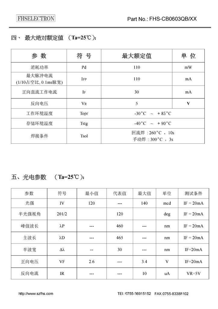 0603B電參數