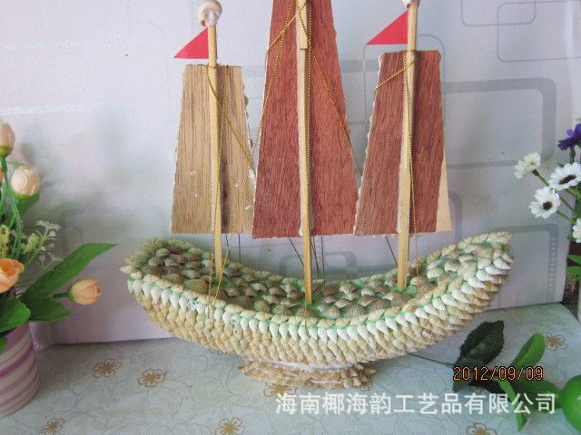 摆件 大米螺船 批发贝壳工艺品 天然海螺纯手工制作新款家居摆件