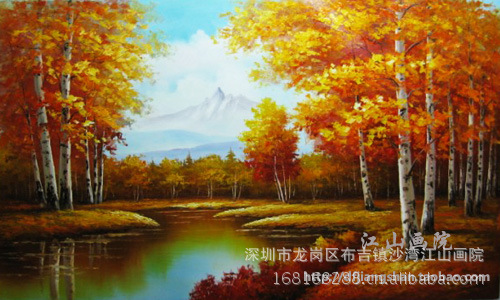 大芬油画 高档白桦林风景油画 纯手绘油画 精品家居挂画