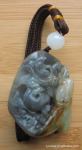 玄武玉器 新疆 和田玉 墨玉 青花 把件