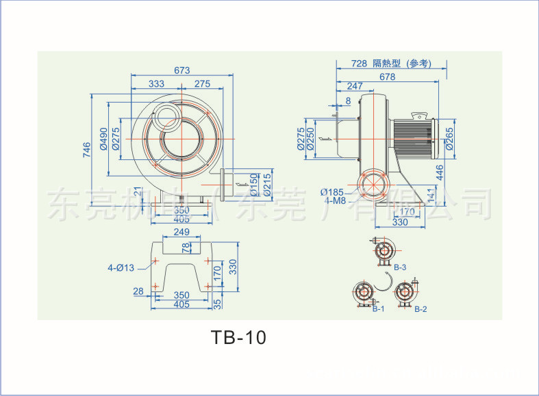 7.5KW【佛山大风量风机】现货东亮厂家TB-10透浦式鼓风机