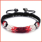485 飾品批發網 紅白彩鉆 黑色編織繩 女士 磁石手鏈 一件代發