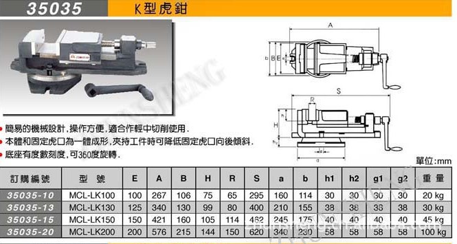 35035 K型虎钳