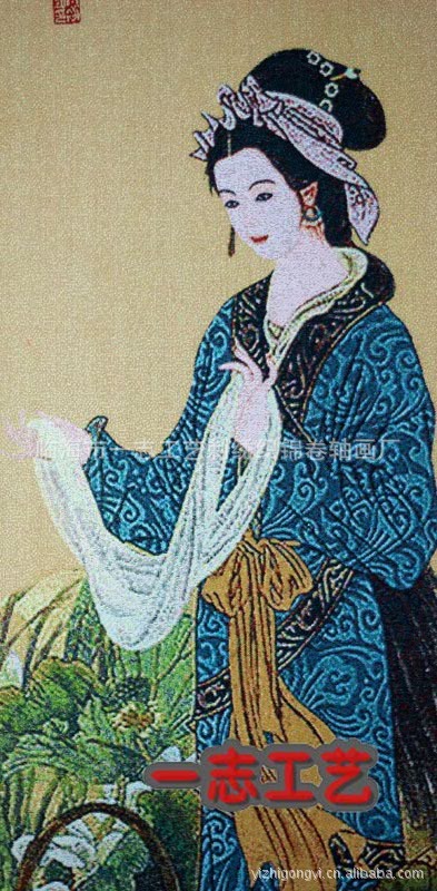 四大美人画像四大美女画像四联画四条屏织锦画苏绣成品刺绣画批发