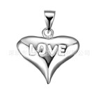 千影 供应批发素银吊坠 纯银吊坠 心形LOVE坠子 免费刻字D401179