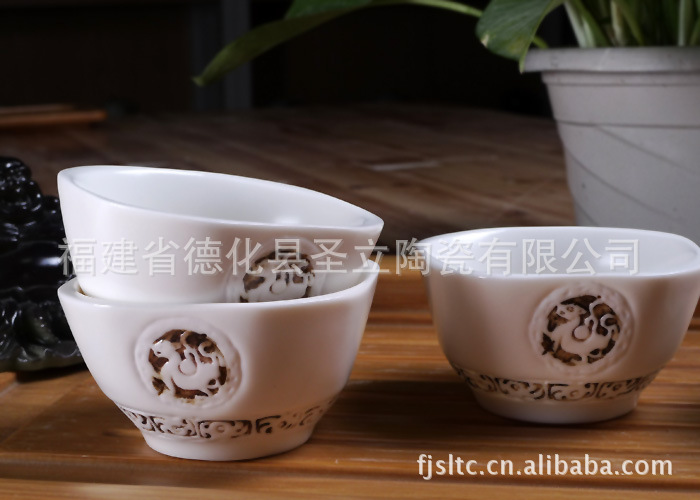 厂家直销 手工茶具 古龙茶壶 月白镂彩 定窑茶具