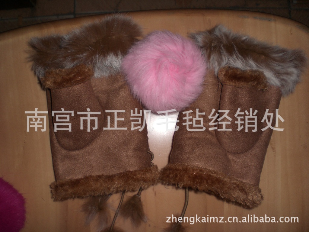 兔皮手套 半指手套 各种颜色