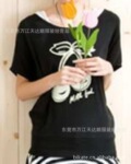 日韩爆款女式短袖T恤纯棉批发 女装T恤卡通圆领 东莞万江天达顺
