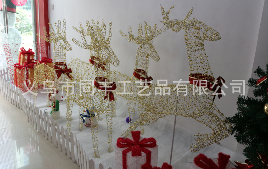 場景組合 發光聖誕鹿 戶外發光聖誕鹿 珠子鹿雪橇 聖誕雪橇 仿真鹿