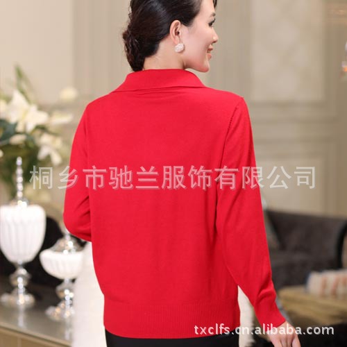 212秋冬季女式新款韩版女装翻领长袖纯色时尚休闲款式针织羊毛衫 