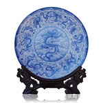 景德鎮陶瓷 高檔青花九龍瓷盤掛盤裝飾盤 現代陶瓷擺件工藝品
