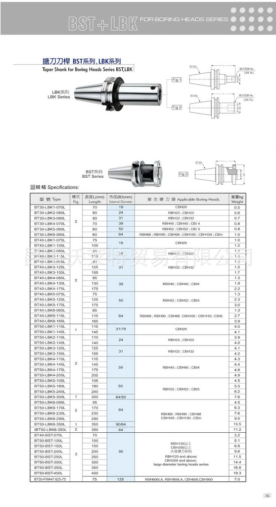 长期供应鉝琦BT40-LBK4-175 CBH RBH等其他CK接口配套刀柄刀杆