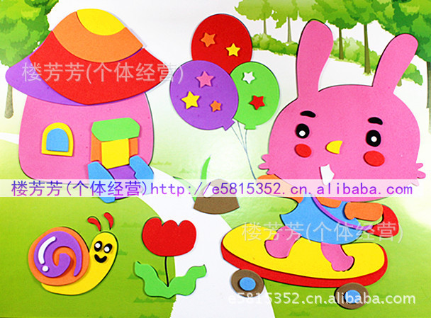 楼剪贴画-画3D手工创意粘贴画图片,新品爆款新ZH系列20款 EVA贴画贴画
