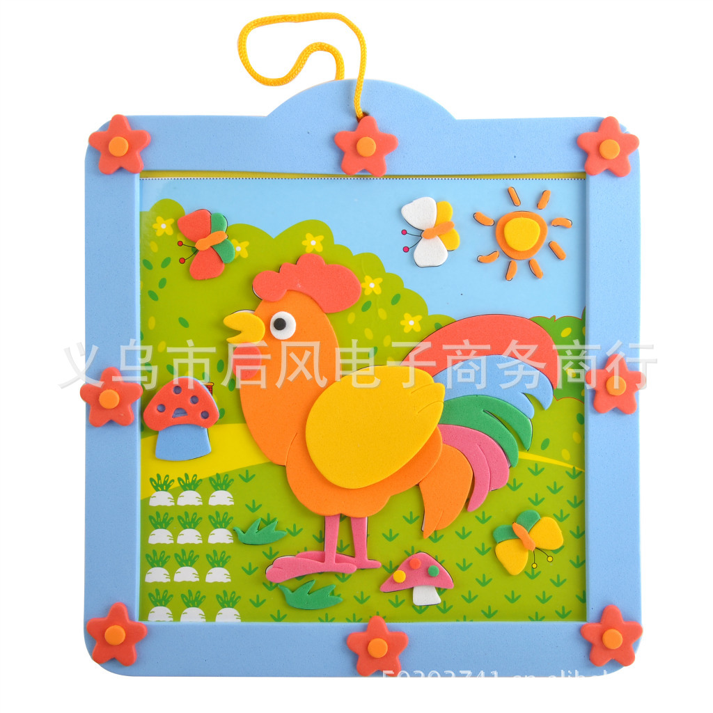 幼儿城市剪贴画-益智玩具 立体粘贴画厂家批发图片,快乐童年DIY手工贴画 EVA贴画