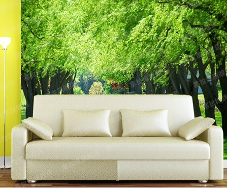 塞拉维自然清新风格绿色背景墙纸 春天意境电视沙发背景定制墙纸图片