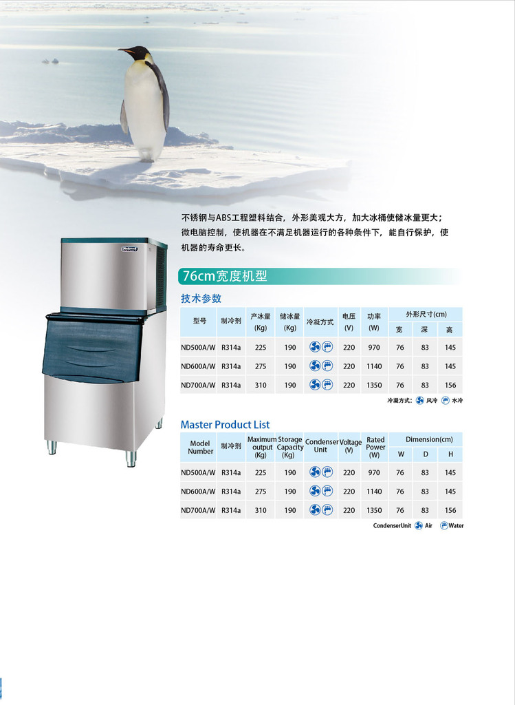 厂家直供耐可维德nd500w日产量225公斤制冰机/进口配置/全国联保