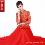 【如意风】刺绣两件套新娘旗袍 旗袍礼服新款