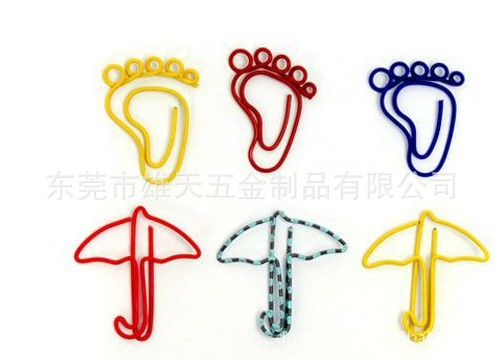 铁线回形针 创意文具雨伞小脚丫形状回形针，礼品赠品文具回纹针