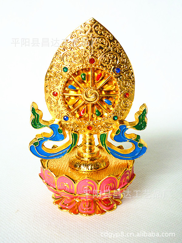 新款4寸八莲花座吉祥摆件 吉祥八宝(套 佛教用品 密宗藏教摆件图片_8