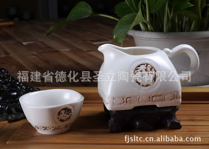 厂家直销 手工茶具 古龙茶壶 月白镂彩 定窑茶具